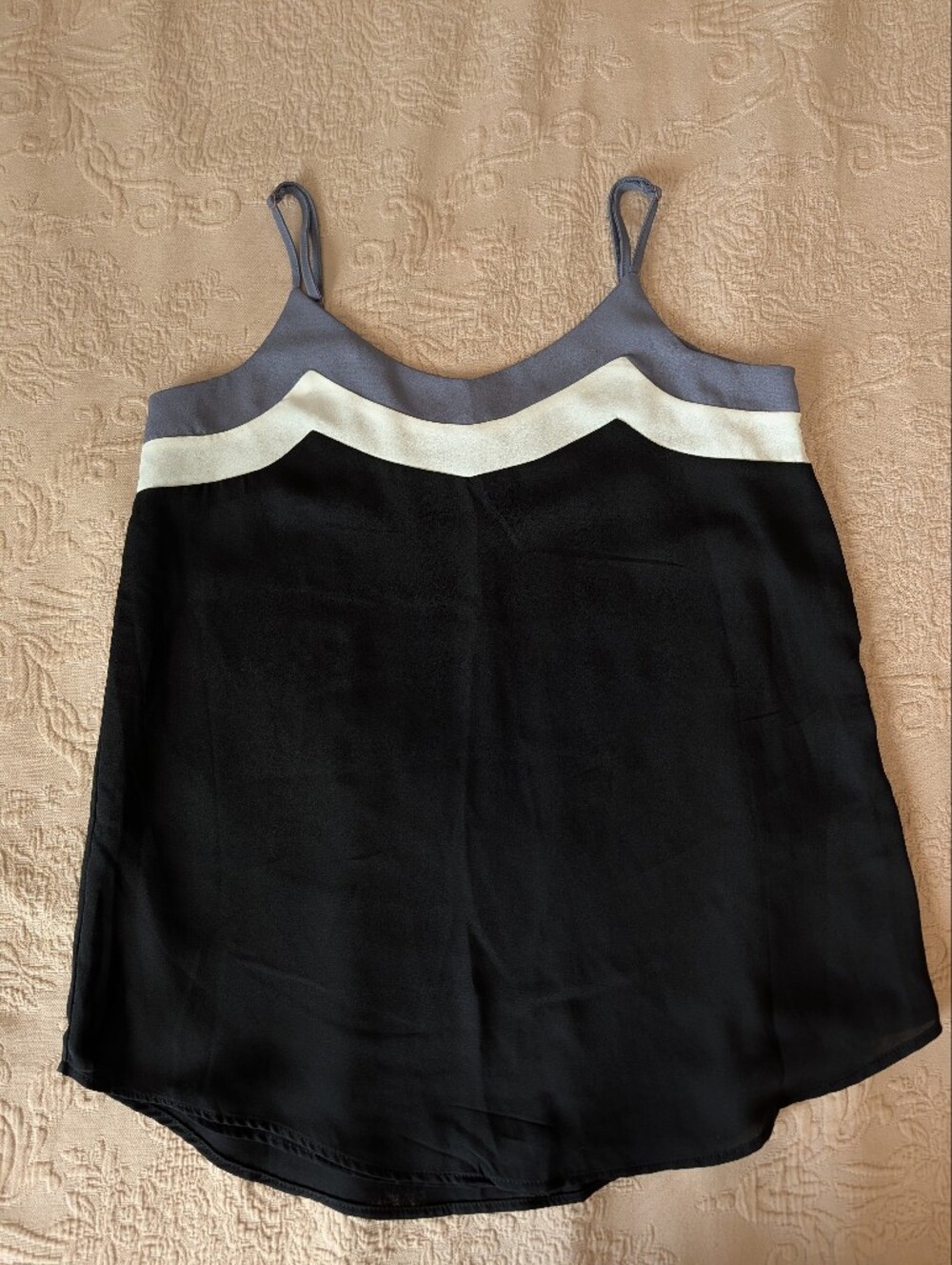 Pink Republic Black Camisole with White and Gray Chevron Trim